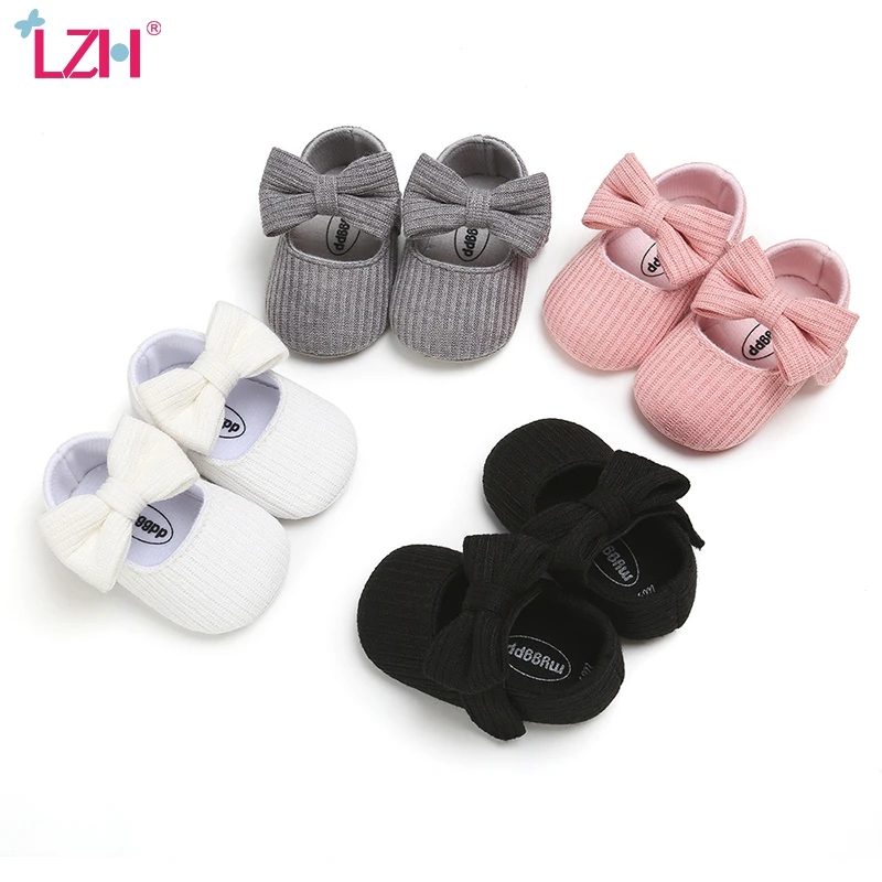 Baby Shoes Moccasins Newborn First-Walkers Spring Infant Autumn Bowknot Solid LZH