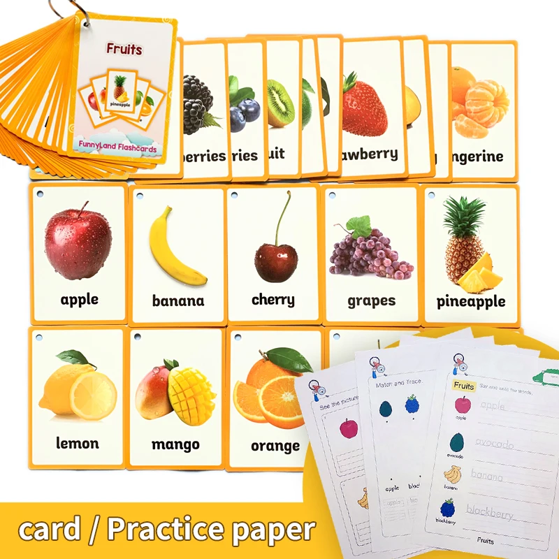 30 pièces/ensemble enfants Montessori anglais carte Flash bébé apprendre anglais cartes jouets éducatifs pour les enfants apprenant des jeux Montessori