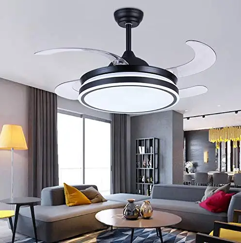 

42" Modern Ceiling Fan Light with LED Light Indoor Ceiling Fan Chandelier with Remote Control 4 Retractable Blade Fan Chandelier