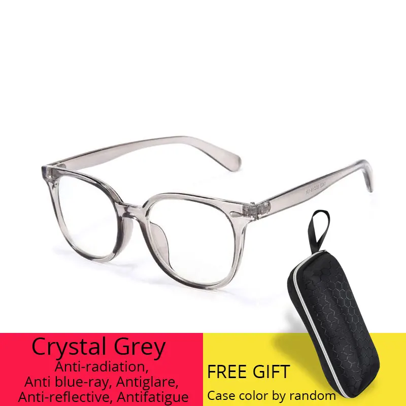 Crystal Grey Синий свет Блокировка прозрачные компьютерные очки анти радиационный луч для игр женщин мужчин Чехол для очков прозрачные ретро очки - Цвет оправы: Crystal Grey