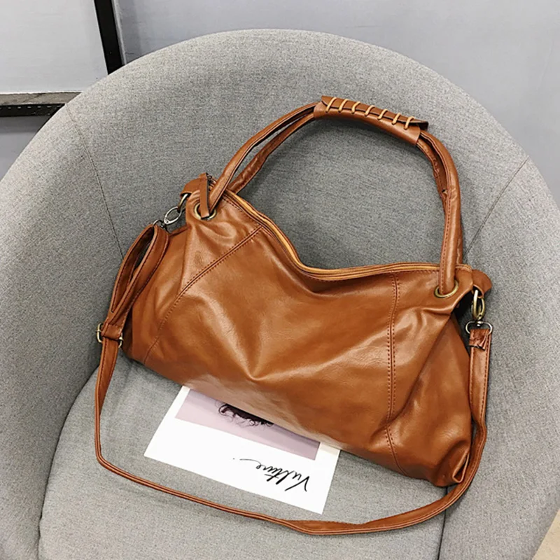LISM Роскошная мягкая женская сумка из искусственной кожи Большая вместительная универсальная сумка через плечо высококачественные сумки модные сумки - Цвет: Шоколад