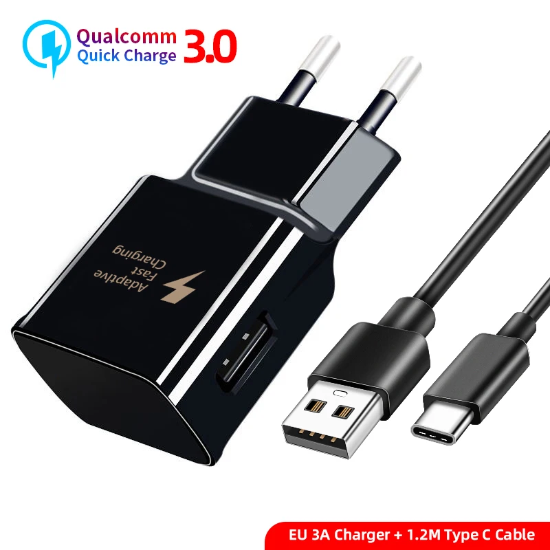 USB кабель для быстрой зарядки типа C EU/US/KU настенный для samsung Galaxy S9 S8 Plus для huawei P20 Pro адаптер для быстрой зарядки USB C кабель - Тип штекера: 3A EU