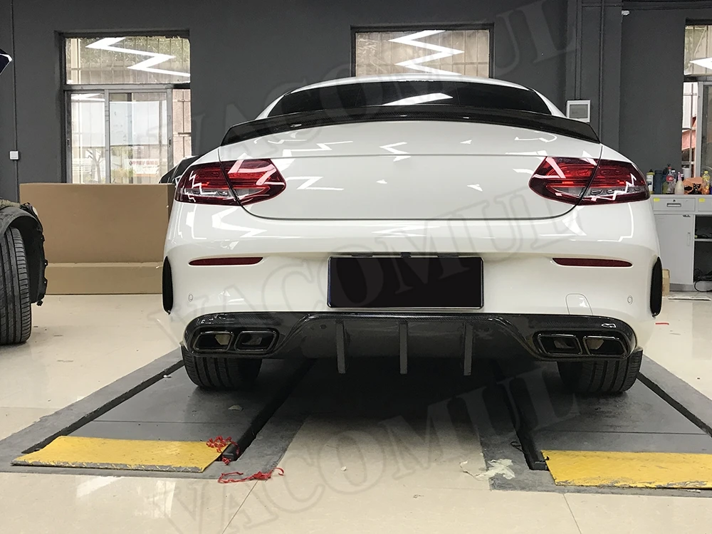 Карбоновое волокно/FRP задний диффузор спойлер для Benz C Class C205 C63 AMG Sport Coupe 2 двери- FD стиль защита Бампера