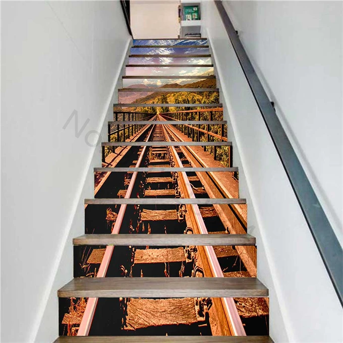 uds./13 uds. Pegatinas para escaleras con paisajes de cascada, decoración para escaleras, calcomanías autoadhesivas de vinilo para tapicería de escaleras, papel tapiz 3D