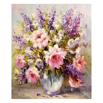 

Paint For Adults and Kids DIY Oil Painting Kits Pre-Printed Canvas Bouquet D08F