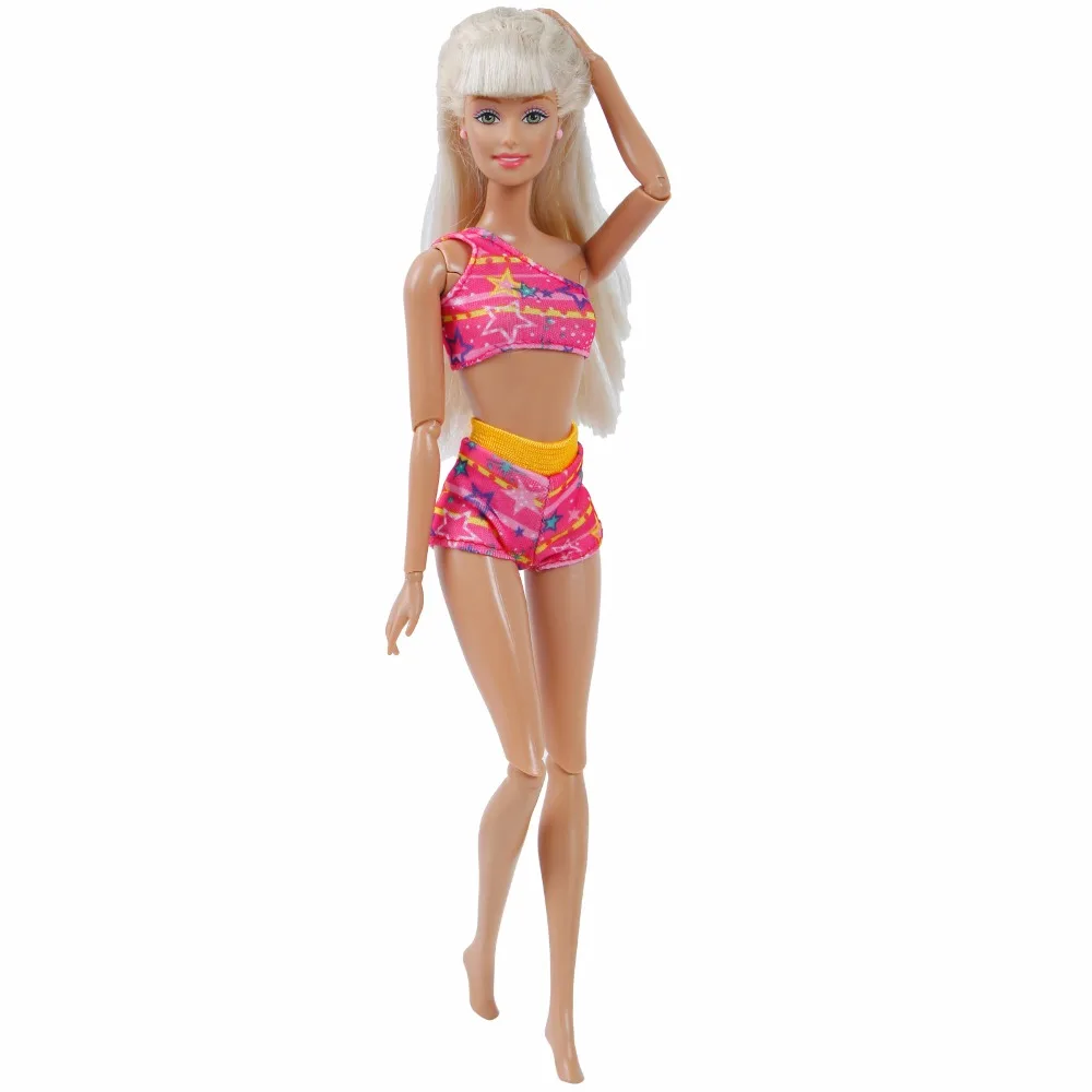 2 предмета = 1 Модный летний купальный костюм, пляжные вечерние бикини+ 1 пара колец для плавания, Одежда для куклы Барби, аксессуары 12 дюймов