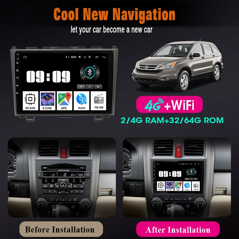 2 din Android 10.0 car radio for Honda CRV CR-V RE 2006-2011 No 2din Audio stereo Carplay GPS navigation multimedia video player
