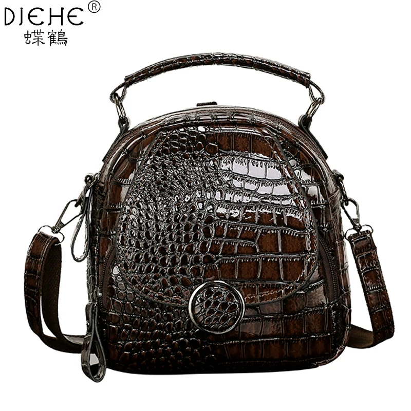 Fashion Pu Leather Women Backpacks Crocodile Pattern Vintage Small Shoulder Bag Female Alligator Sac A Dos Mochila Feminian New