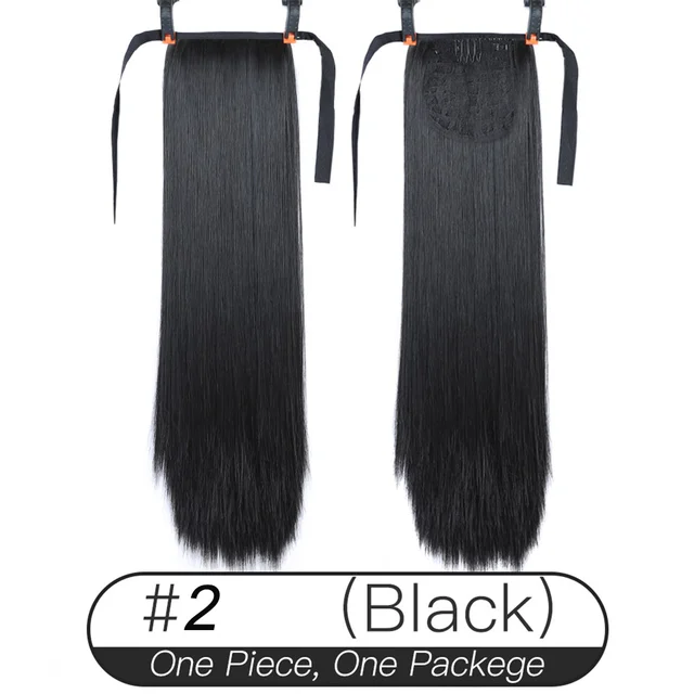 Xnaira Synthetic Fake Hair Pieces Afro Long Straight Drawstring Ponytail  Hair Bun Pony Tail Clip in Hair Ponytail Extensions 2