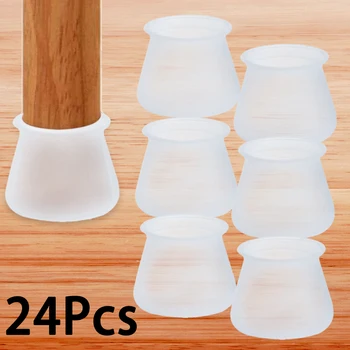 

24PCS Table Feet Cover Non-slip Table Chair Leg Silicone Cap Pad Furniture Table Chair Leg Mat Floor Protection Bottom Cover Pad