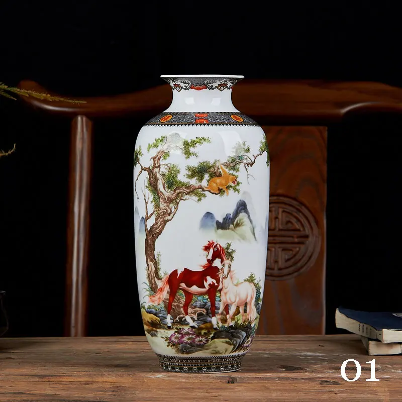 Винтажная китайская керамическая ваза белого цвета Античная фарфоровая Цветочная вазы для дома декоративная фарфоровая ваза Цзиндэчжэнь - Цвет: 01