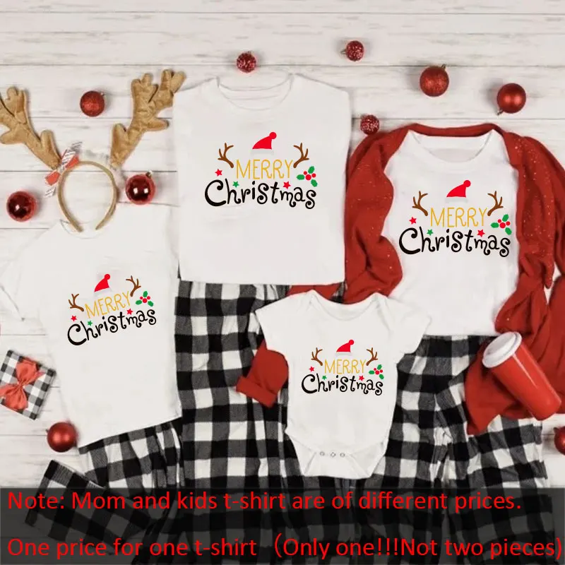 Merry Christmas Family Shirts Family Christmas T-Shirts Mommy and Me T-Shirt Family Matching Christmas printing Clothes