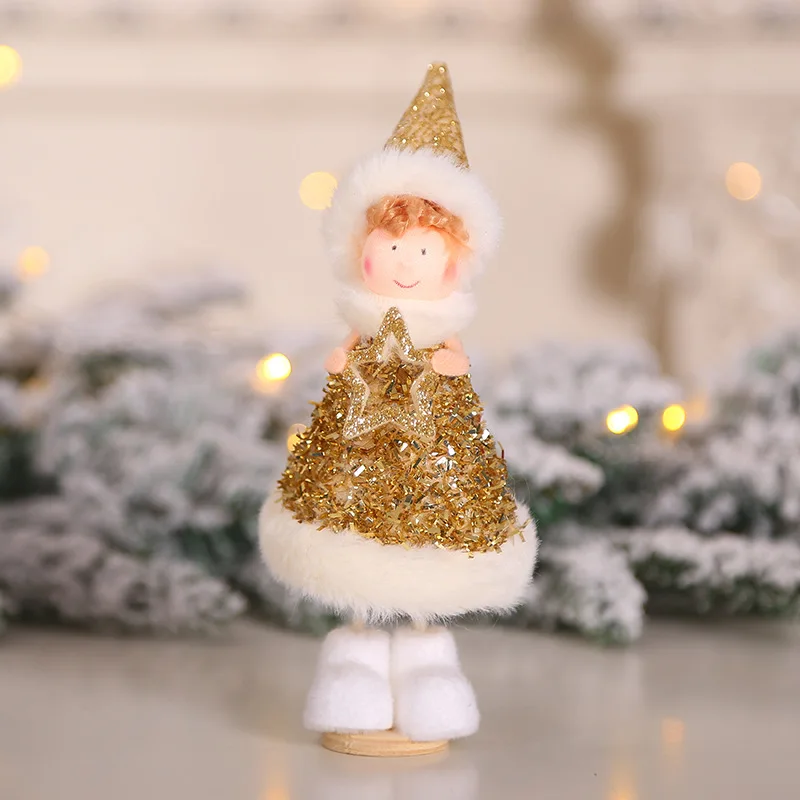 Красный белый ангел, Рождественское украшение для дома, елки,, рождественский подарок, кукла Navidad Noel, Рождественское украшение, Декор, год - Цвет: gold boy