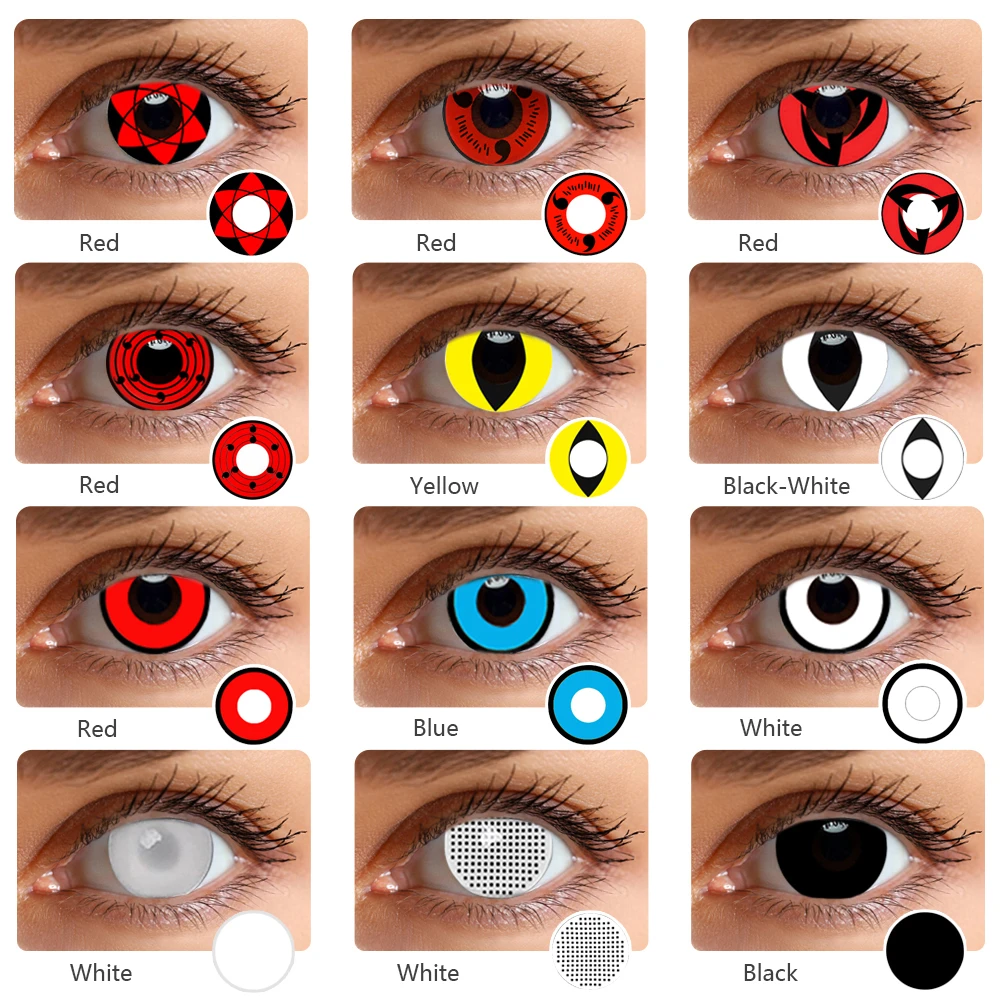 Onzeker Beknopt Aardappelen Beauty Leerling Gekleurde Contactlenzen Halloween Make Sharingan Anime  Cosplay Lenzen Rood Zwart Wit Lens Vergroten Oog Cosmetische|null| -  AliExpress