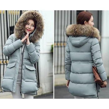 

Winter new women's jacket warm women's down cotton jacket maternity dress women's pike jacket large fur collar long down jacket