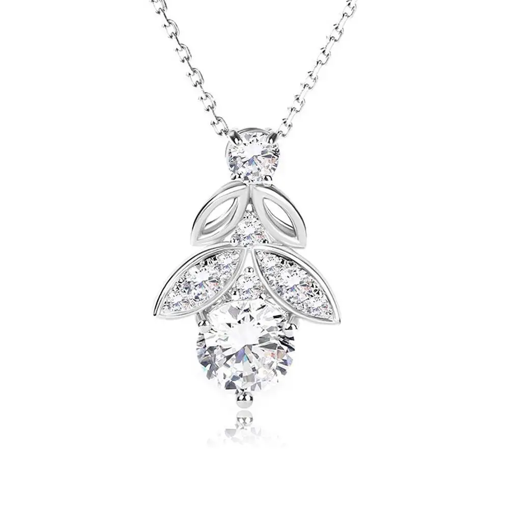 

Szjinao Real D Color VVS1 2ct Moissanite Necklace Pendant 100% 925 Sterling Silver Elegant Leaf Wedding Party Women's Jewelery