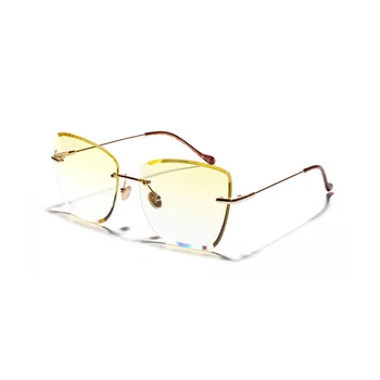 

026 Rimless large frame sunglasses for women 2020 New Retro ocean transparent color glasses