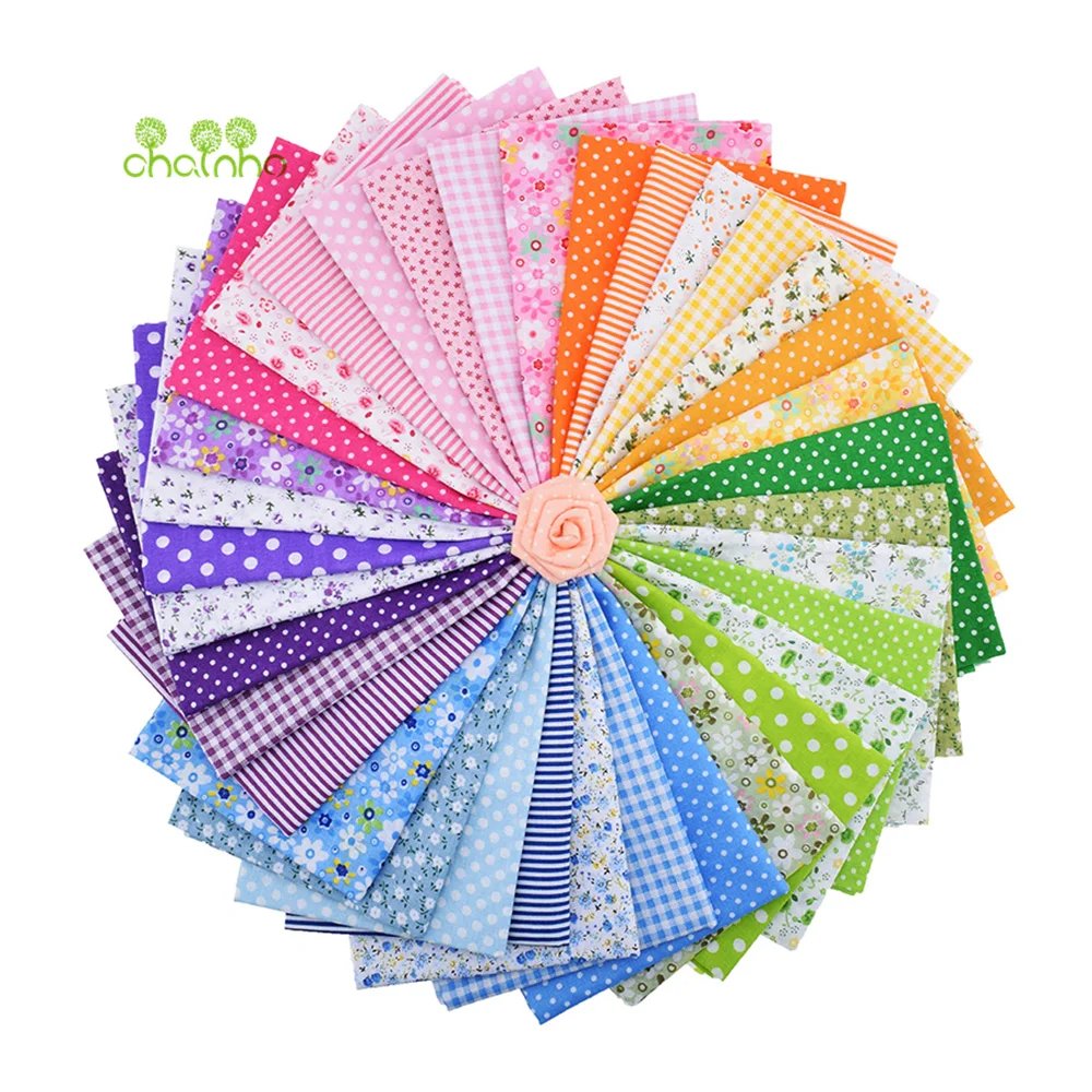 Chainho,Low Density Plain Weave Thin Cotton Fabric,Classical DIY Quilting Sewing  Material,Patchwork Cloths Bundle,50x50cm/Piece