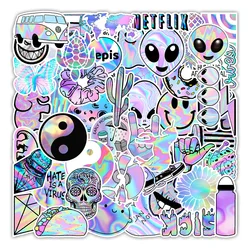 10/30/50PCS Holographique Graffiti Autocollants Valise Trolley Ordinateur Portable Skateboard Téléphone Portable Autocollants Décoratifs En Gros 