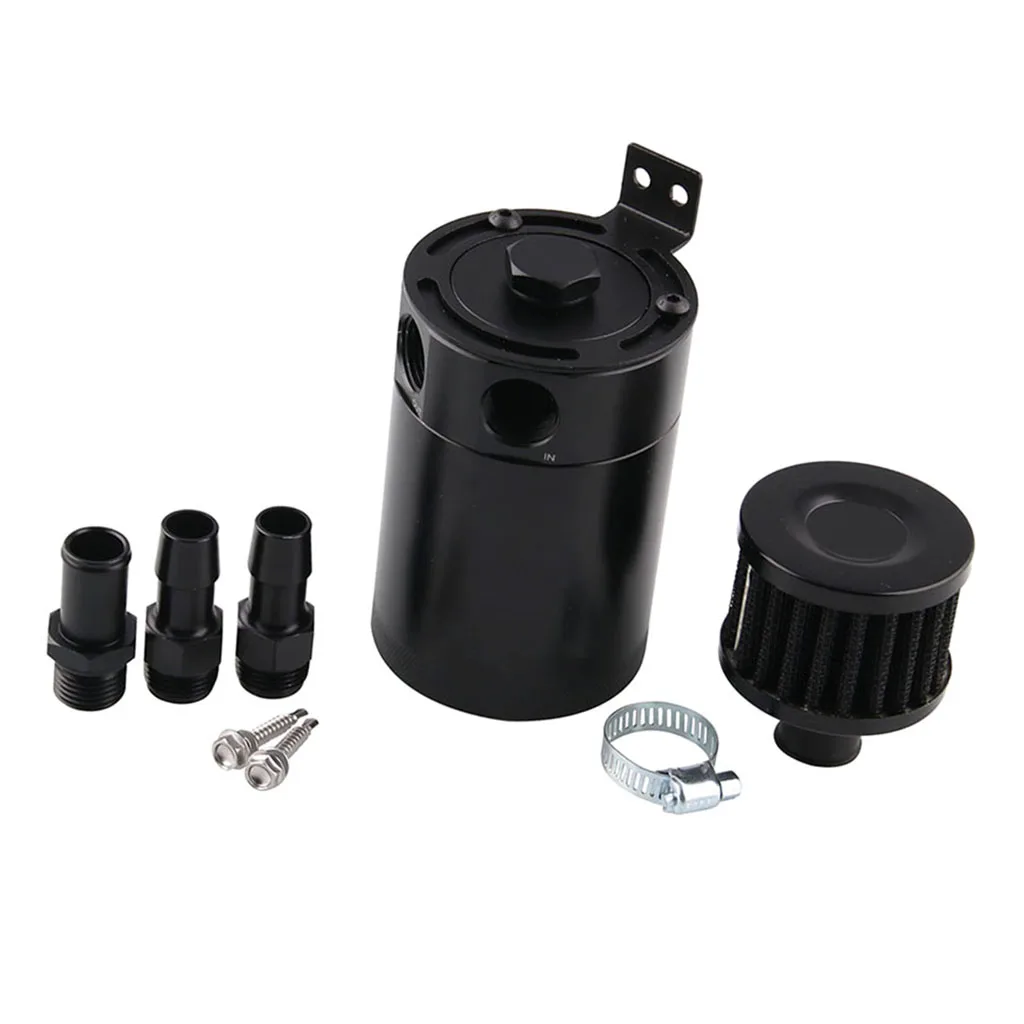 Aluminum Compact Baffled 2-Port Oil Catch Can Tank Inlet Outlet Separator