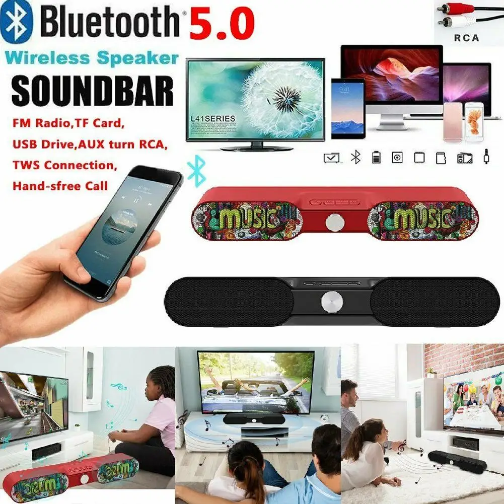 ТВ динамик Саундбар Bluetooth 5,0 кинотеатр Саундбар стерео звуковая панель FM радио RCA AUX PC динамик s