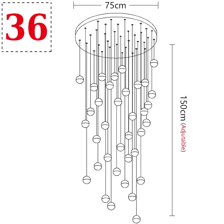 Современный хрустальный стеклянный шар светодиодный подвесной светильник светильники несколько лестничные светильники бар подвесной светильник для отеля Вилла Дуплекс квартиры - Цвет корпуса: 36 Balls Round