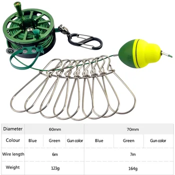 

Fishing Stainless Steel Wheel Buckle With Lanyard Fish Lock With Fishing Float Line Wheel