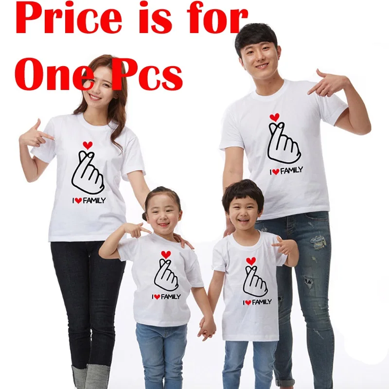 Price for one pcs Одежда для семьи летние футболки с надписью «I LOVE» одинаковые комплекты для мамы и сына одежда для папы, мамы и сына - Цвет: Price for one pcs