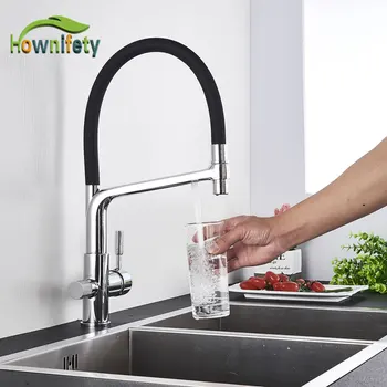 

Chrome /Matte Black/Nickel /white Kitchen Purified Faucets Hot Cold Rotation Pull Down Mixer Tap with 2 Outlet Spout