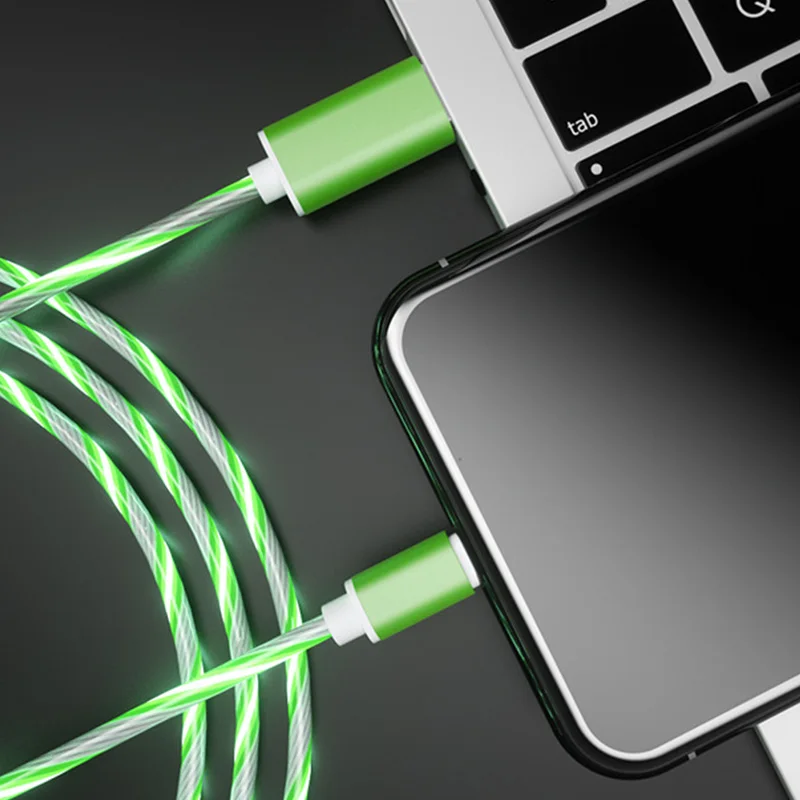 GUUGEI USB зарядный кабель светодиодный светящийся светильник шнур для передачи данных Micro usb type C зарядка цветная Зарядка для samsung Galaxy S8 S9
