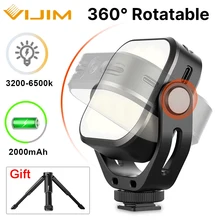 Vijim vl66 led luz de vídeo na câmera u-suporte e softbox 360 ° rotable mini recarregável cri95 + 3200k-6500k led câmera luz de preenchimento