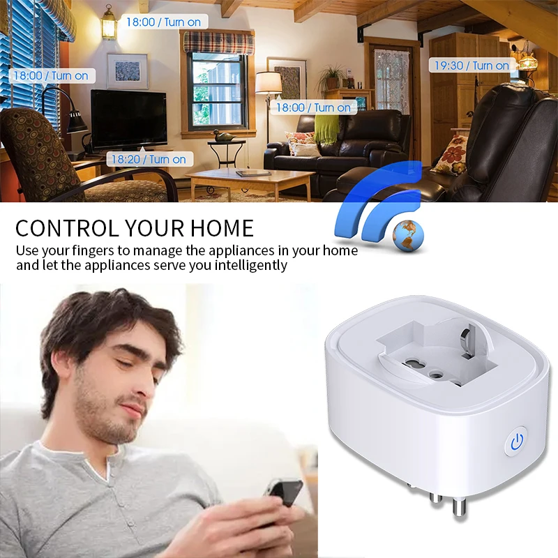 New Tuya 16A Italy Standard WiFi Smart Plug With Power Monitor, Smart Life APP Smart Socket Voice Work For Google Home Alexa