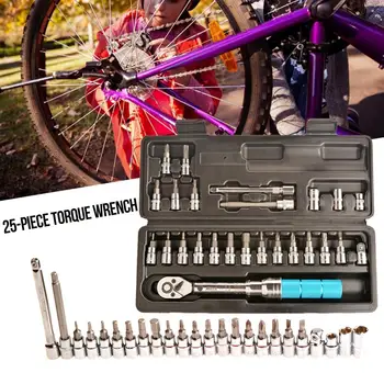 

Bicycle Tire Repair Tool MTB Wrench 25PCS Tools Preset Torque Wrench Bicycle Repair Adjustable Torque Wrench Kick Wrench