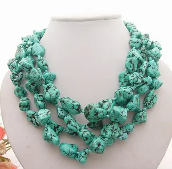 

20" 4Strands Freeform Green T1urquoise Stone Necklace