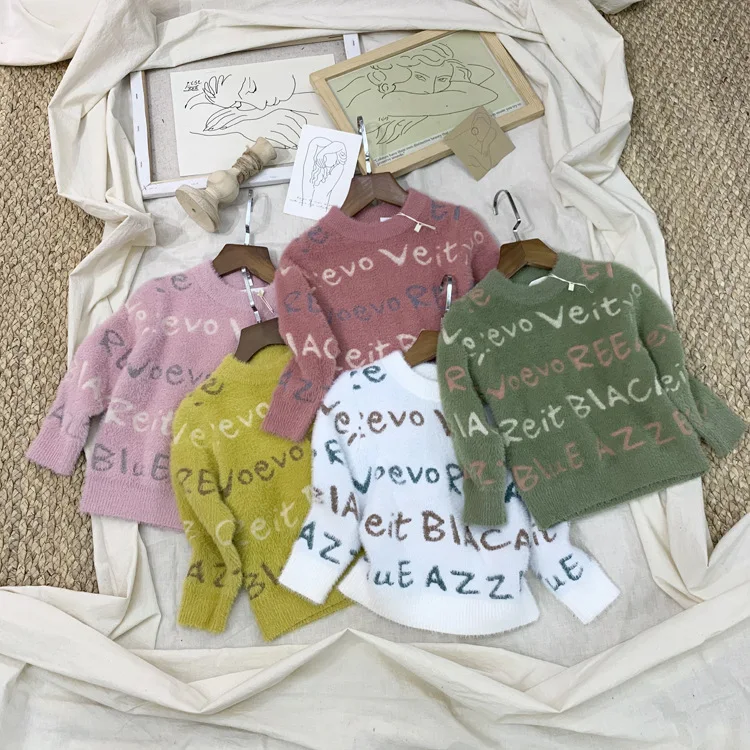 

Hot Selling Childrenswear 2019 Autumn & Winter New Style BOY'S Girls Mink plus Velvet Sweater INS Children Knit Low Waist Jersey