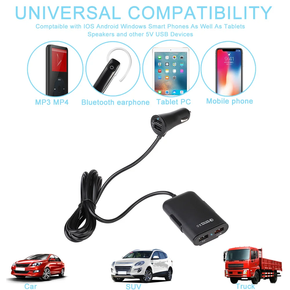 QC 3.0 Car Charger for mobile phone charge in the car quick charge 3.0 usb car charger for Honor Xiaomi Samsung Iphone fast