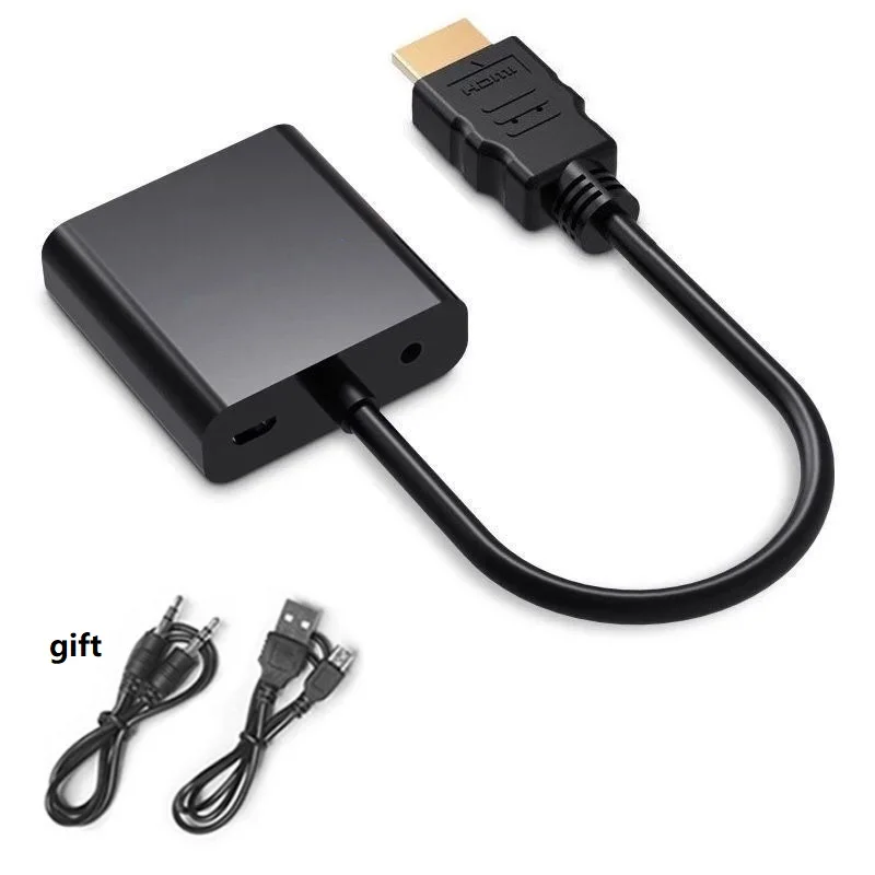 Адаптер hdmi-vga Мужской конвертер с разъемом адаптер 1080P цифровой аналоговый видео аудио для ПК ноутбука планшета - Цвет: Black SET 3