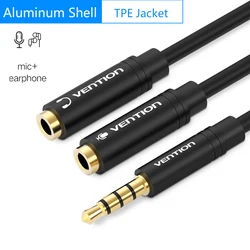 Premium 3.5mm Audio Splitter Cable - Dual Female Earphone & Headphone Extension - 30cm (Headphone  micropho)
