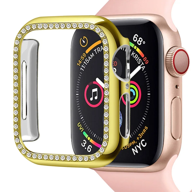 Золото Laforuta Diamond PC Защитный чехол для Apple Watch Series 5 4 от падения с высоты Землетрясение для ПК Чехол для Iwatch 40мм 44мм - Цвет: Золото