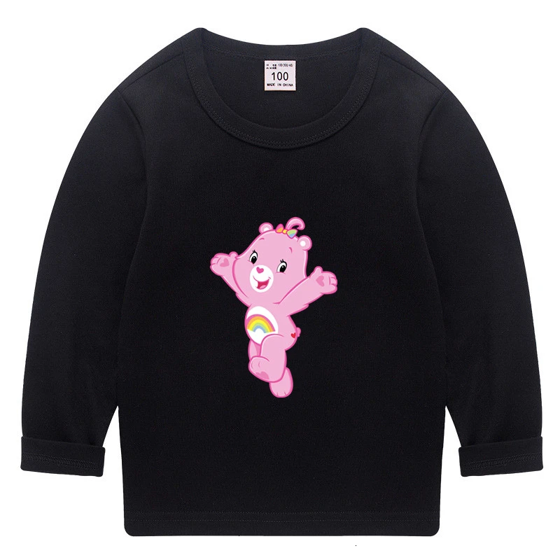 Care Bears/летние топы с круглым вырезом для мальчиков и девочек, смешная цветная футболка с длинными рукавами Детская футболка с рисунком для малышей