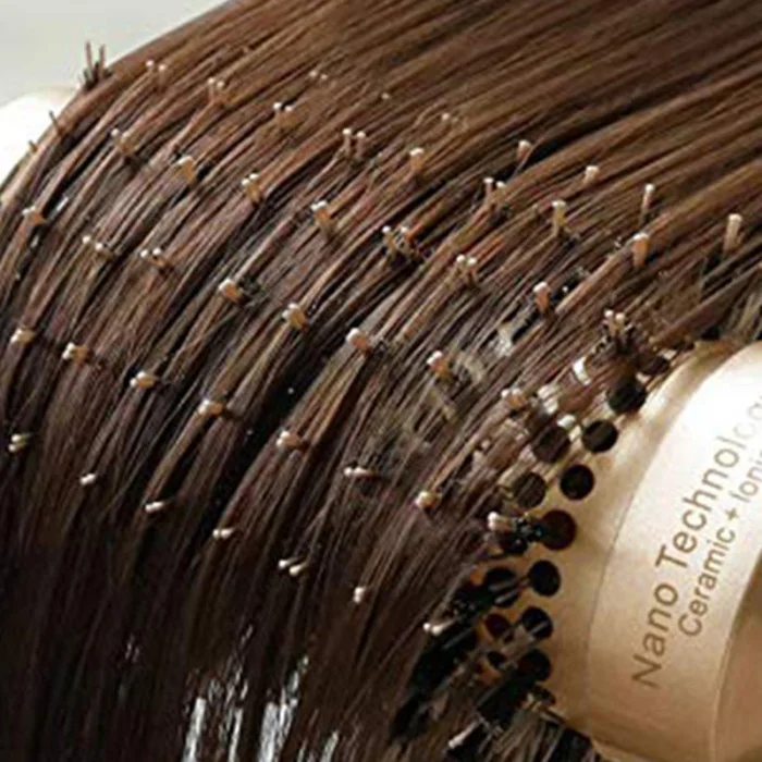 Nano ion boar bristles brush salon comb thermally conductive ceramic ion barrel hair comb comb