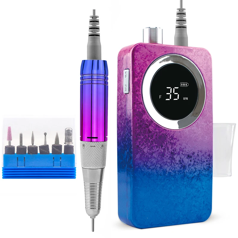 

Gradient Color Cordless Electric Nail Drill Machine 35000rpm Nail Polisher Sander Manicure Drill Electric Nail File Drill Bit