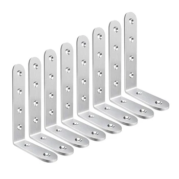 

8Pcs Corner Brackets 3 X 5 Inch,Right Angle Bracket 304 Stainless Steel over Screws,L Shaped Brackets for Shelves Furniture