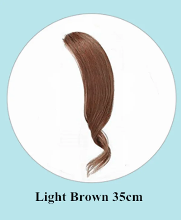 Light Brown 35cm 2 шт волнистые боковые челки бразильские настоящие человеческие волосы на заколках с челкой, накладные волосы с бахромой, натуральные Сменные шиньоны, не Реми - Цвет: Light Brown 35cm