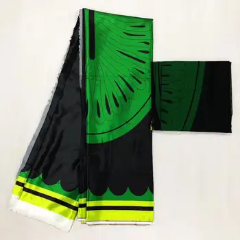 

New high quality satin fabric soft silk fabric matching african material ankara prints chiffon scarf headtie 4+2 design silk set