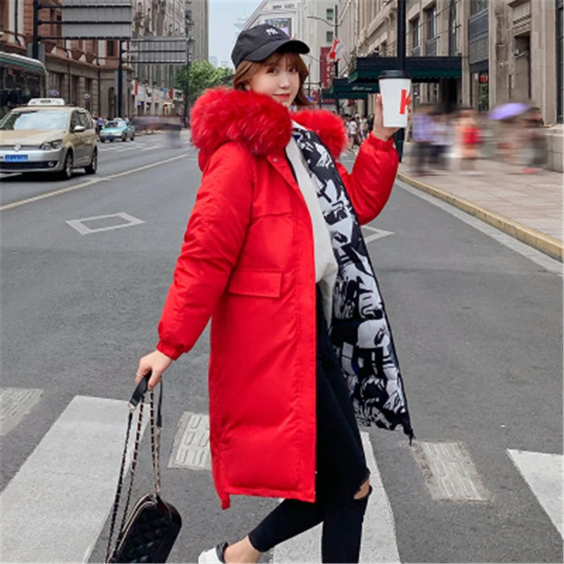 Повседневная куртка Chaqueta Mujer зимняя женская парка модное базовое пальто Двусторонняя одежда однотонная плотная одежда Casaco Feminino - Цвет: red