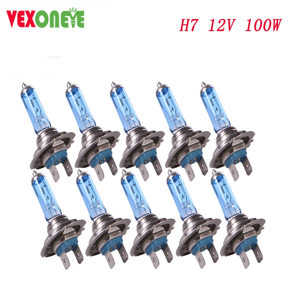 

10pcs H7 12v 100w Hot sales high quality Super White h7 halogen car halogen lamp auto headlight