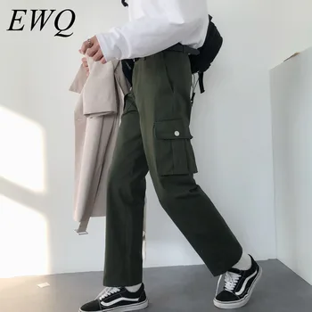 

EWQ / men's wear Work Clothes 2020 spring new vintage causal Trousers with pockets Trend Loose Directly ankle-length pants 9Y121