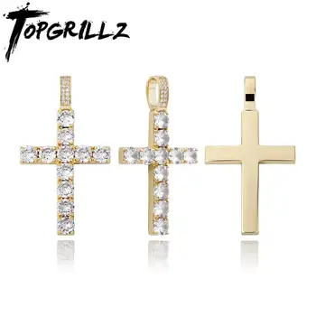 

TOPGRILLZ High Quality Cross Pendant Gold Color Iced Out Micro Pave CZ Pendant Hip Hop Fashion Delicate Jewelry Gift For Women