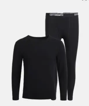 Xiaomi basis Comfortable underwear set Cotton smith Silky soft Bottoming clothes Warm autumn clothes long pants - Цвет: man black XXL